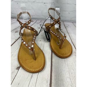 express women’s sandals with the studs and straps tan size 9